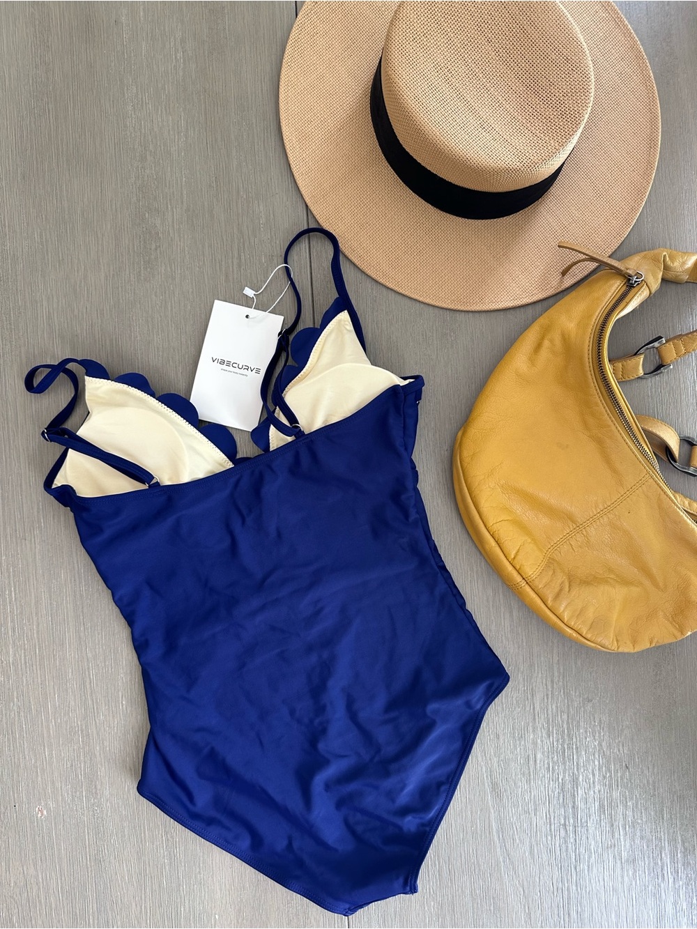 TWO FOR ONE! Women’s Royal Blue Eyelet Swimsuit with matching Skirt Cover Up - Picture 4 of 11